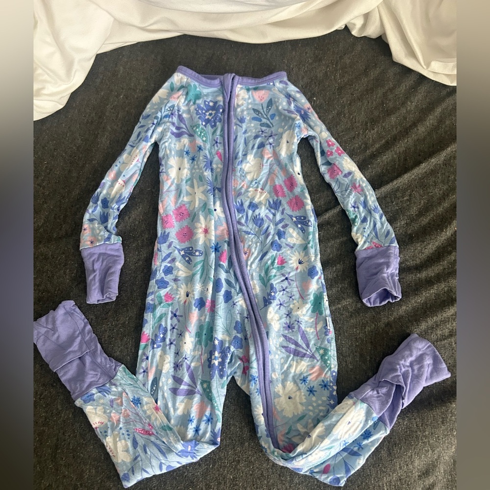 Little Sleepies Blue and PurpleFloral Onesie
